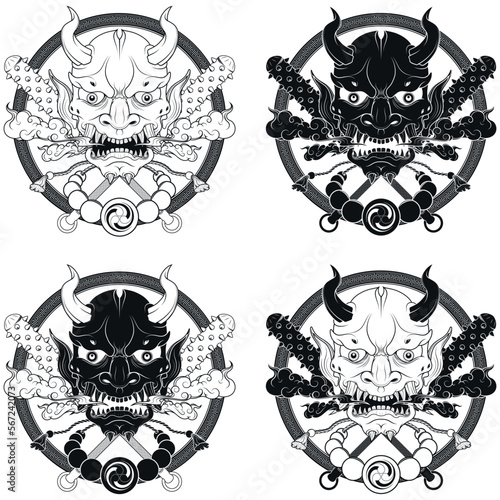 Japanese demon Oni with kanabo