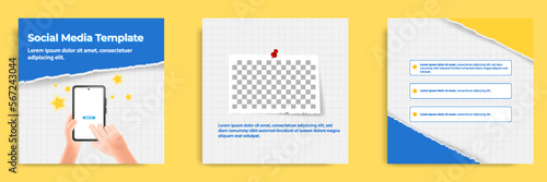Social media carousel post banner layout for tips, did you know, podcast, motivation, self-development, product, service knowledge template. Torn paper design element and texture.