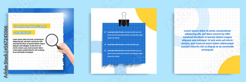 Social media carousel post banner layout for tips, did you know, podcast, motivation, self-development, product, service knowledge template. Torn paper design element and texture