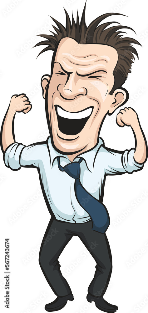 cartoon vector cheering business person - PNG image with transparent background