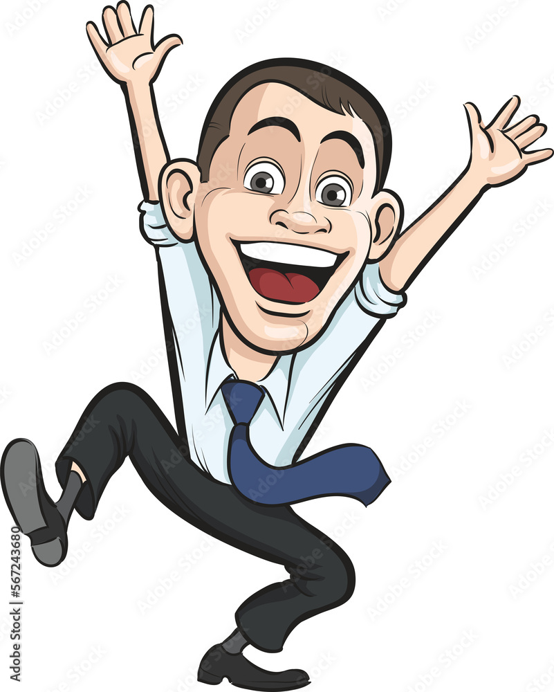Fototapeta premium cartoon vector joyful business person - PNG image with transparent background