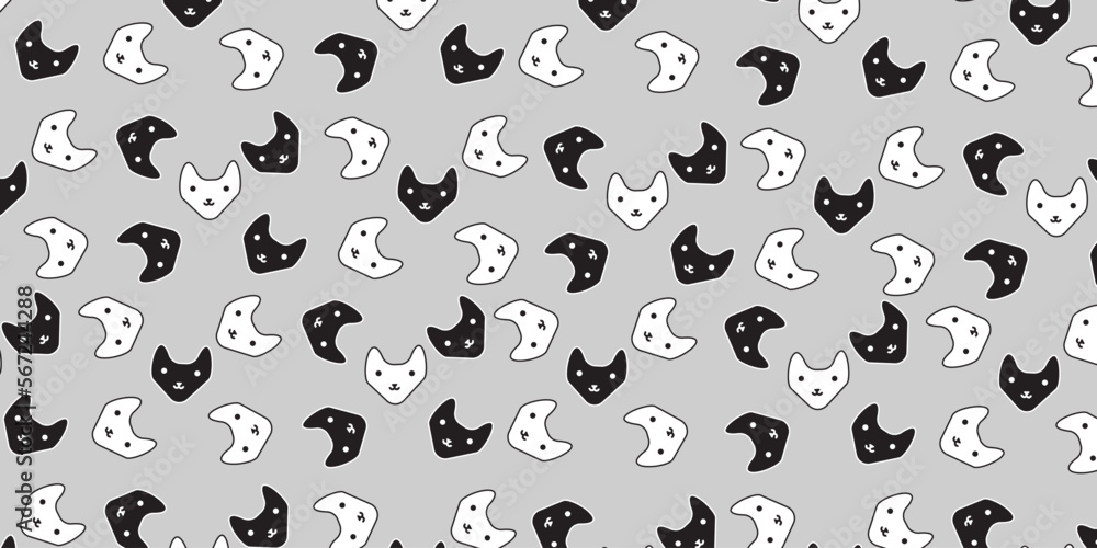 cute cat face pattern. in black and white cute cat face pattern. in black and white