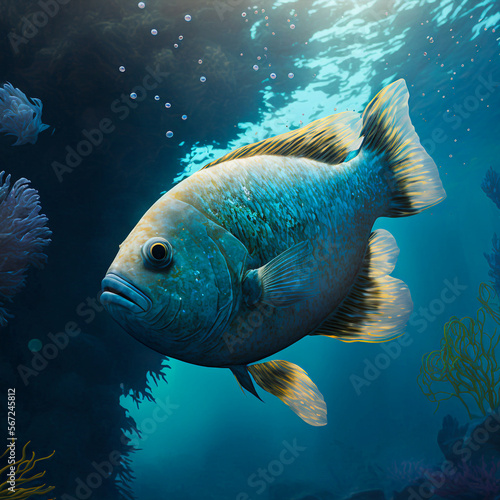fish in ocean created using generative AI technology