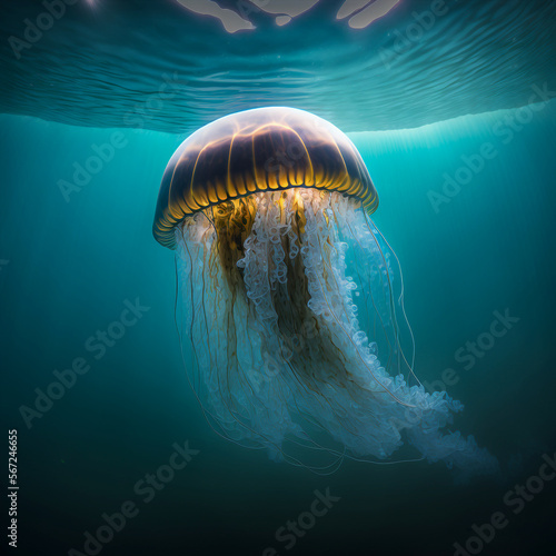jellyfish in ocean created using generative AI technology