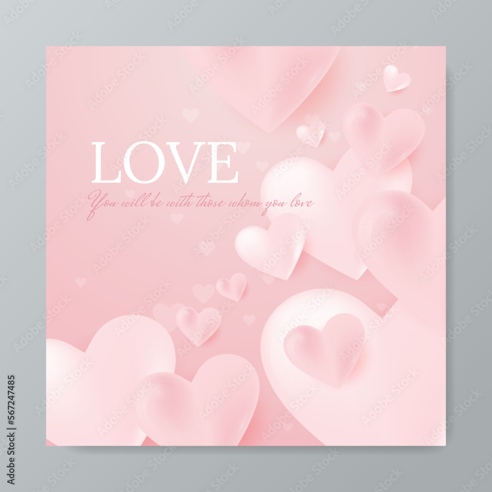 Valentine's Day postcard with paper flying elements and gift box on white sky background. Romantic poster. Vector symbols of love in shape of heart for greeting card design Valentine's Day postcard with paper flying elements and gift box on white sky background. Romantic poster. Vector symbols of love in shape of heart for greeting card design