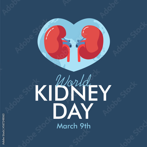 world kidney day banner template with human kidney illustration