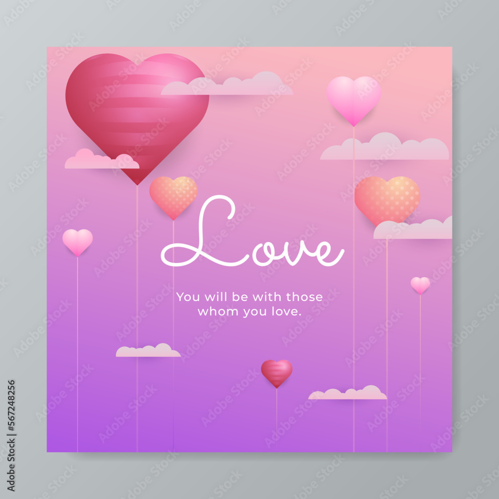 Cute universal love greeting card design template