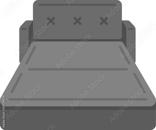 黒色のソファベッドのイラスト