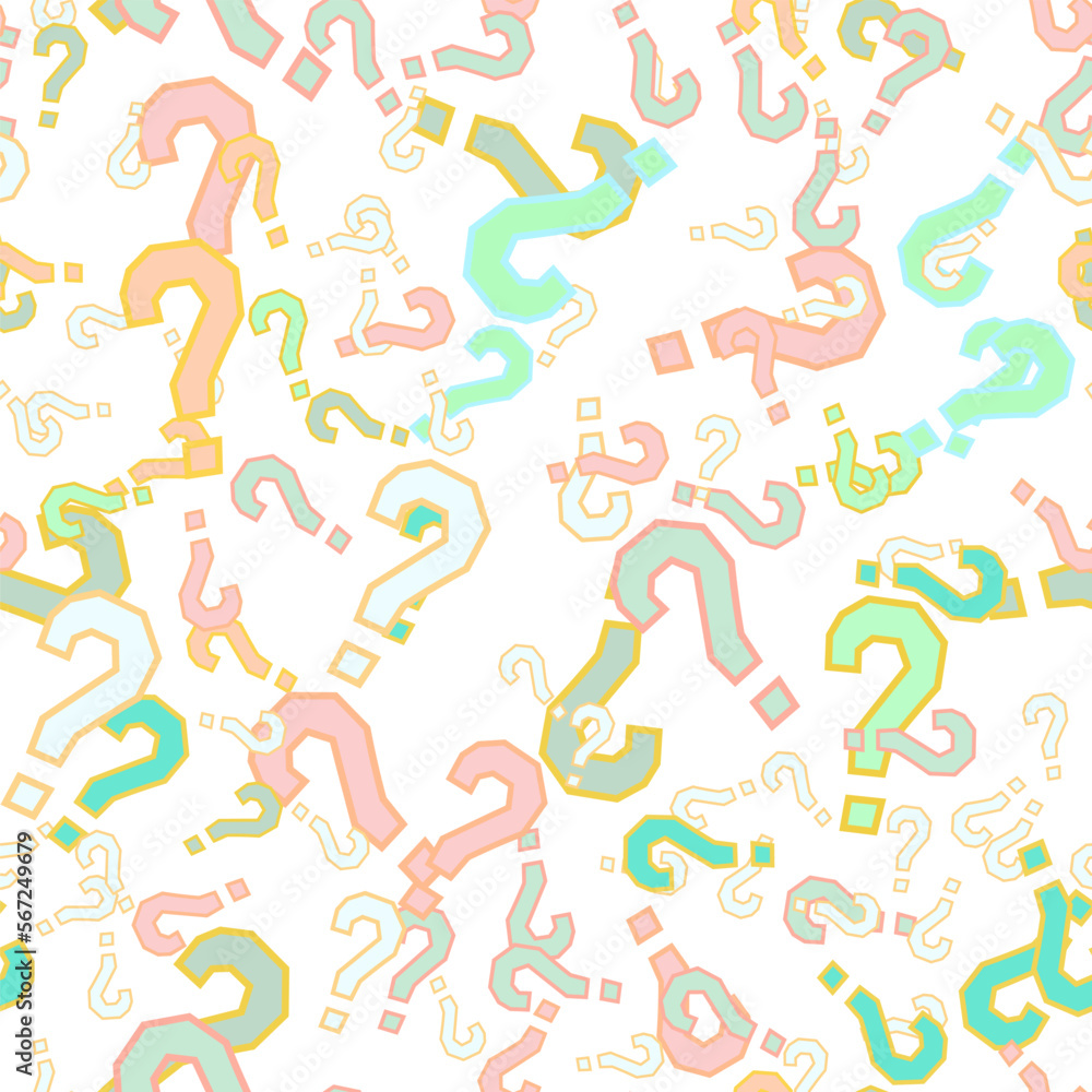 Quiz seamless pattern. Question marks, doubt, faq