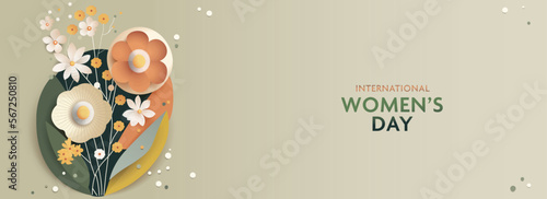 International Women's Day Banner Design Decorated With Floral.