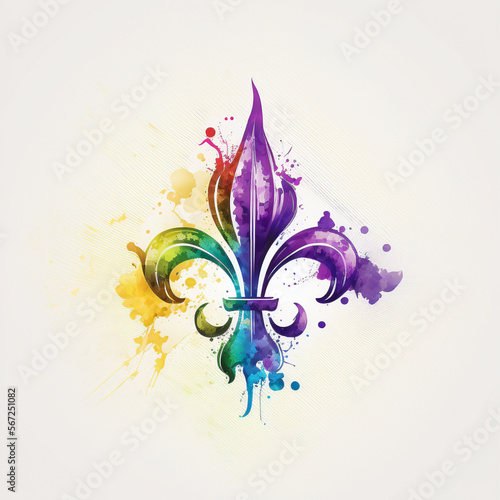Fleur-de-lis logo. saints. Mardi Gras Carnival Rainbow. Generative AI