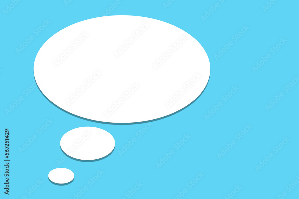 Weiße Sprechblase vor blauem Hintergrund, 2D-Illustration Weiße Sprechblase vor blauem Hintergrund, 2D-Illustration