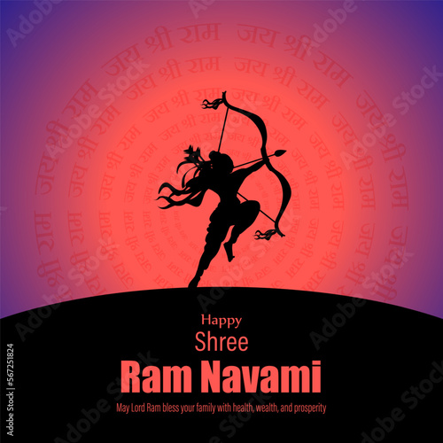 Vector illustration concept of Spring Hindu festival Shree Ram Navami wishes greeting