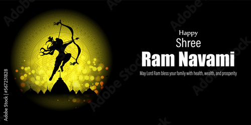 Vector illustration concept of Spring Hindu festival Shree Ram Navami wishes greeting