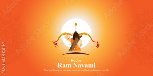 Vector illustration concept of Spring Hindu festival Shree Ram Navami wishes greeting