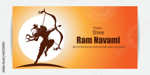 Vector illustration concept of Spring Hindu festival Shree Ram Navami wishes greeting