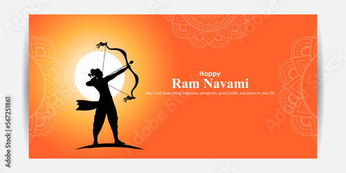 Vector illustration concept of Spring Hindu festival Shree Ram Navami wishes greeting