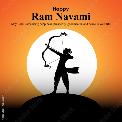 Vector illustration concept of Spring Hindu festival Shree Ram Navami wishes greeting