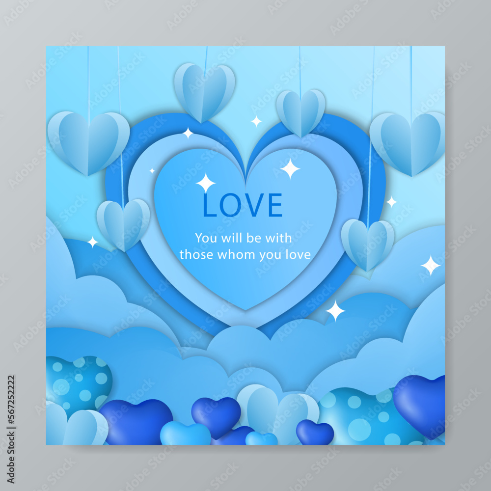 Happy valentine's day background with cute blue and lovely style illustration Happy valentine's day background with cute blue and lovely style illustration