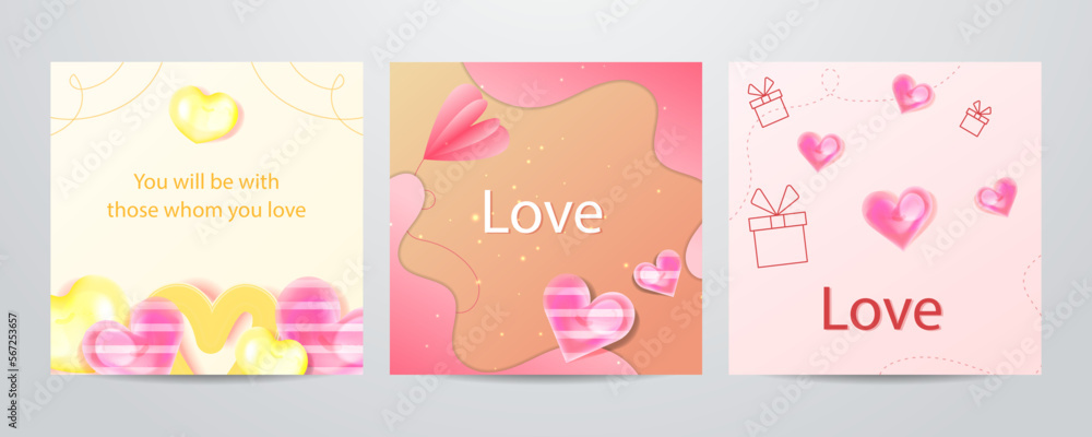Paper style valentines day greeting cards collection Paper style valentines day greeting cards collection