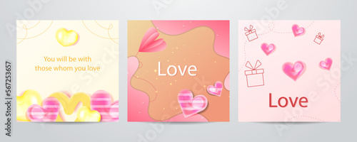 Paper style valentines day greeting cards collection