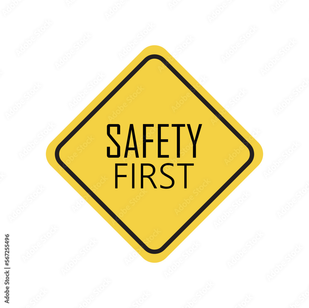 Yellow safety first sign. vector icon Yellow safety first sign. vector icon