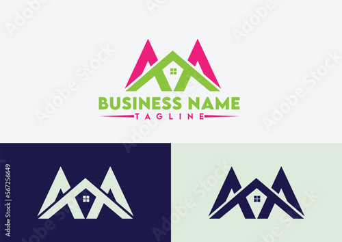 Letter AA logo design vector template, AA letter real estate logo