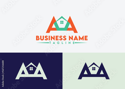 Letter AA logo design vector template, AA letter real estate logo