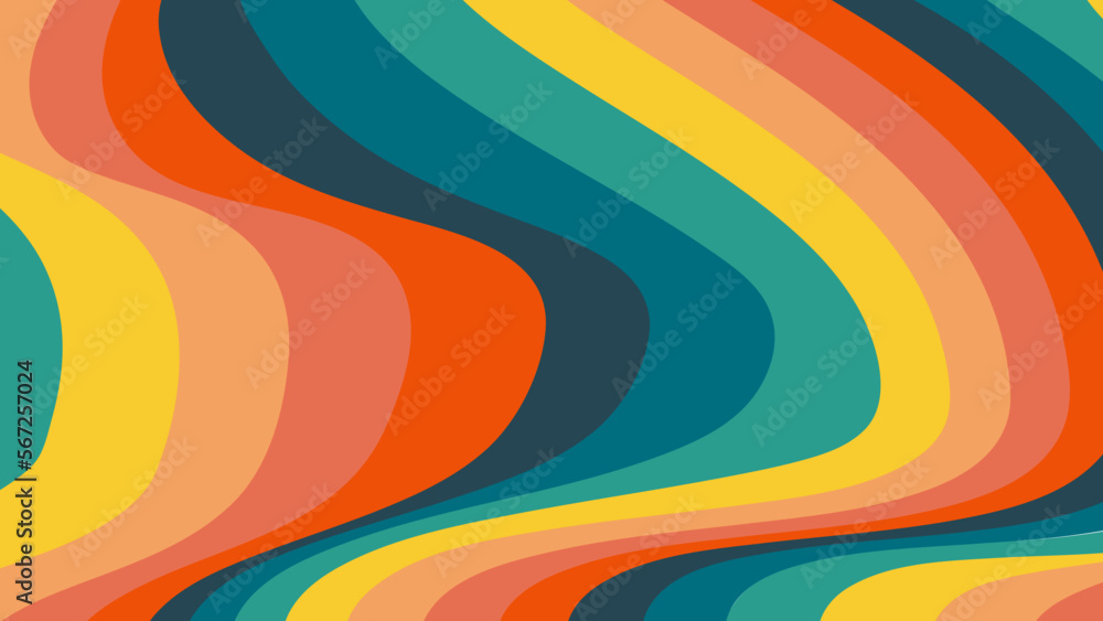 Obraz premium retro wavy abstract colorful background