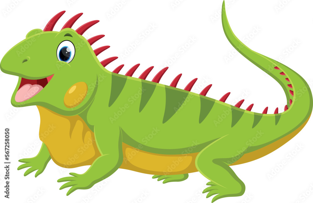 Fototapeta premium Cartoon happy iguana isolated on white background