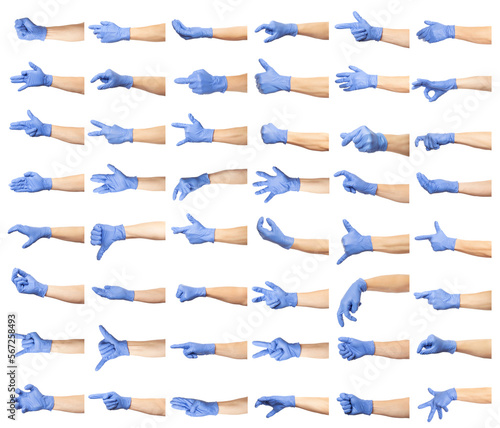 Hands in blue gloves
