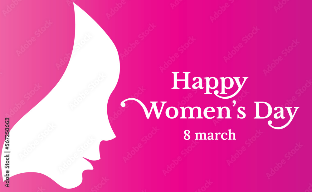 Women's day typography with woman's face illustration