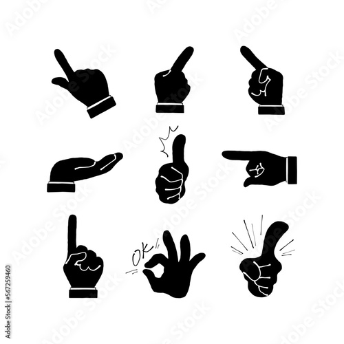 ラフなハンドサインのアイコンセット