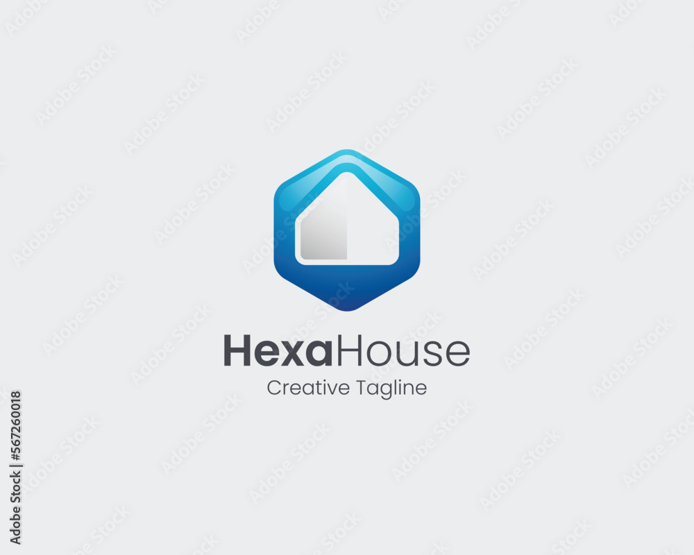 Simple modern hexagon house logo Simple modern hexagon house logo