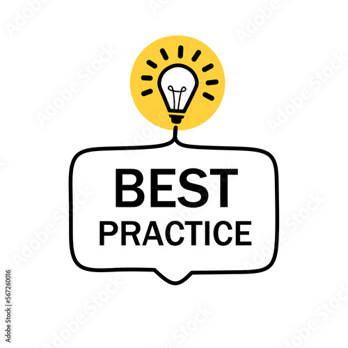 Best practice banner lightbulb icon design. Modern vector illustration.