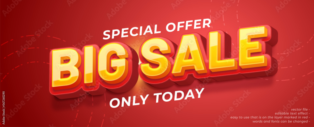 Big sale banner template with editable 3d text style Big sale banner template with editable 3d text style