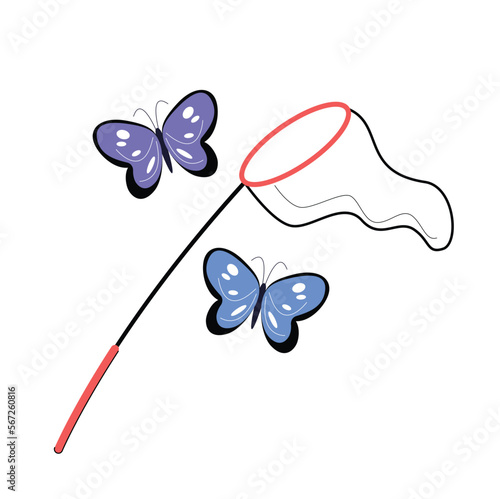 butterfly net flat isolated vector illustration
