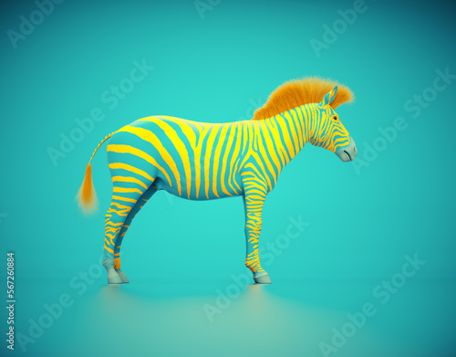 Zebra on blue background. Creative and complex concept.