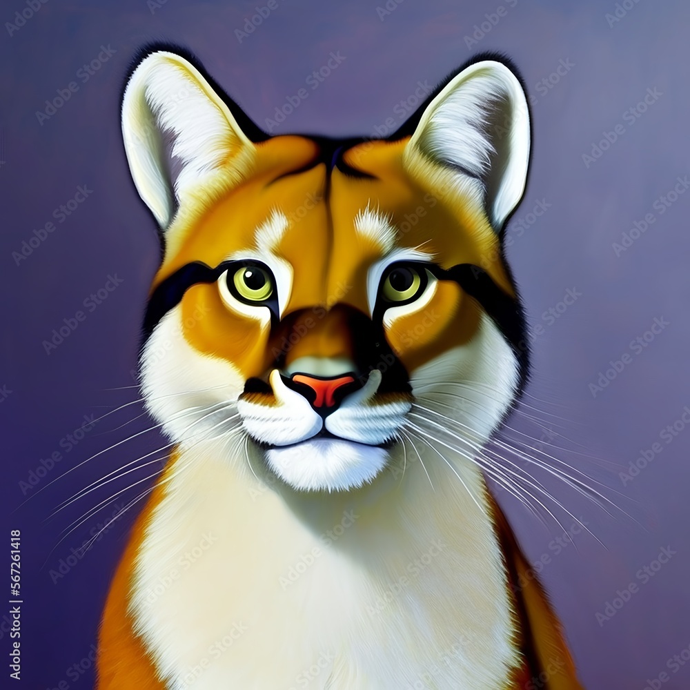Portrait of a Puma. Digital illustration. Generative AI.