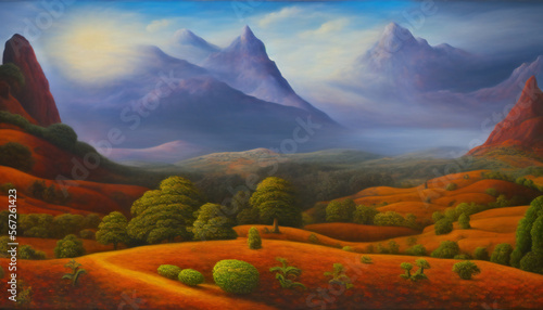 Valley with mountains in th...
