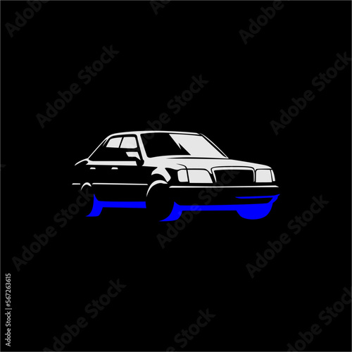 vector classic car type on black background. use for logo suggestion