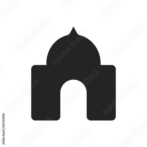 simple solid mosque icon vector