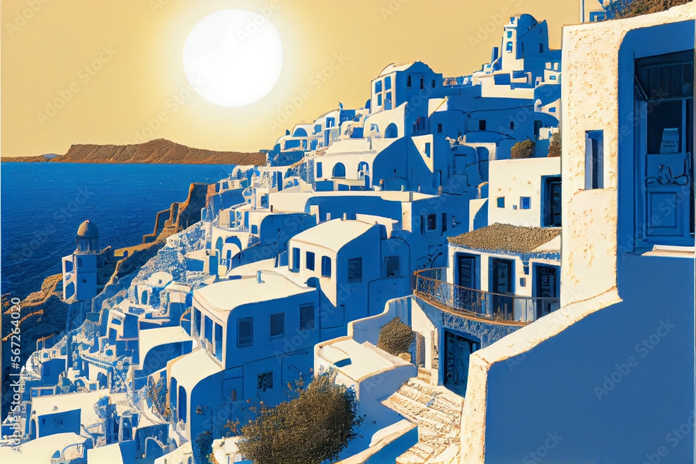 fascinating beautiful greece santorini - obrazy, fototapety, plakaty 