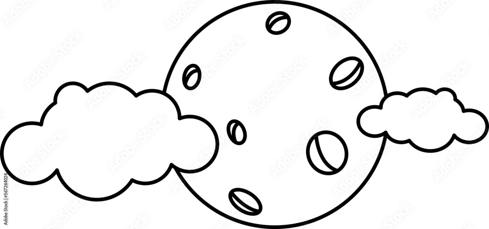 Moon with clouds doodle art Moon with clouds doodle art