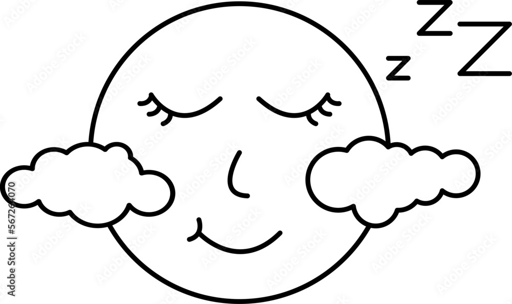 Moon with clouds doodle art Moon with clouds doodle art