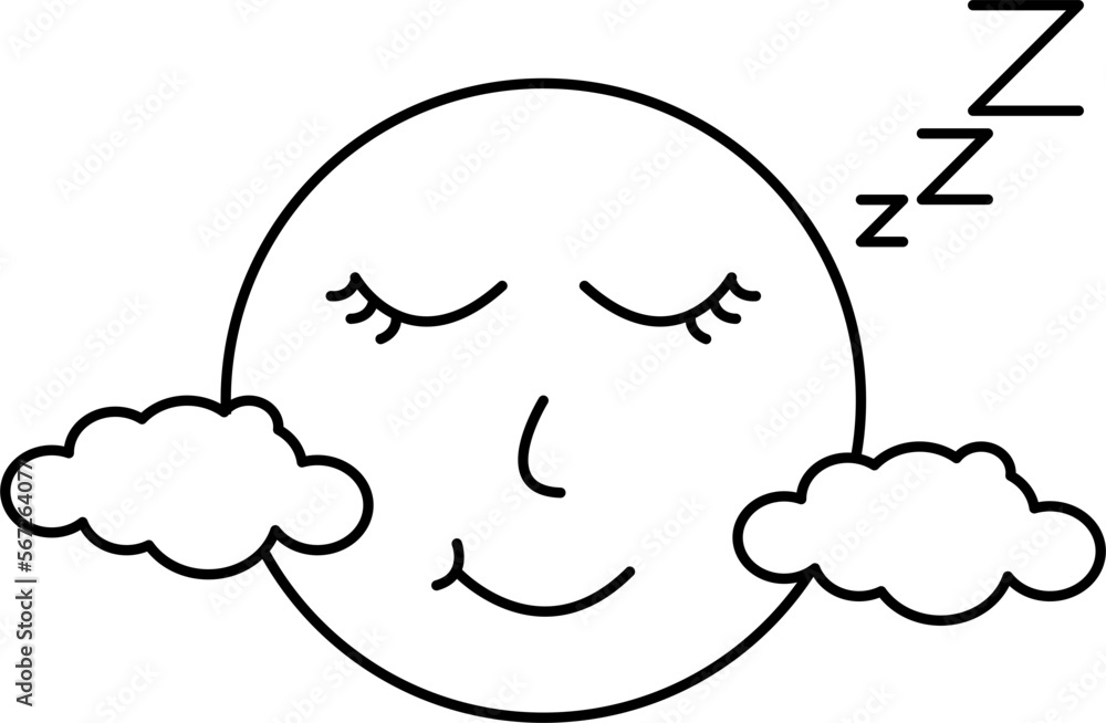 Moon with clouds doodle art Moon with clouds doodle art