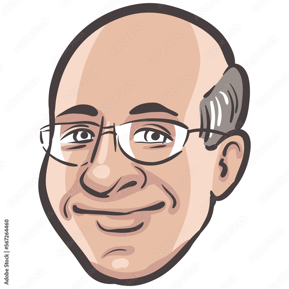 people profile person isolated face of bald man in glasses - PNG image with transparent background