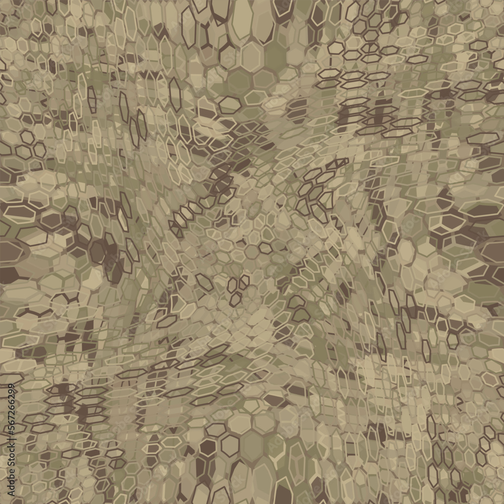 Fototapeta premium Military camouflage hexagonal netting seamless vector pattern background