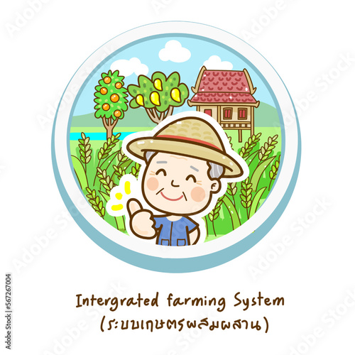 Integrated Farming System Vector on Background.