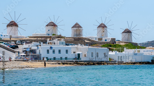 Fototapeta Naklejka Na Ścianę i Meble -  Mykonos Greek village in Greece, colorful streets of Mikonos village on a sunny day